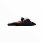 Mules mocassins suédine mors doré et pompons - Chaussure Femme - LADY GLORY