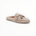 Mules mocassins suédine mors doré et pompons - Chaussure Femme - LADY GLORY