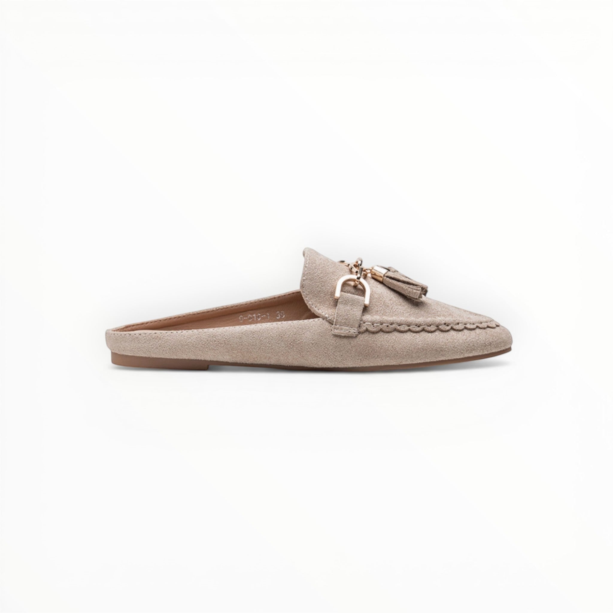 Mules mocassins suédine mors doré et pompons - Chaussure Femme - LADY GLORY