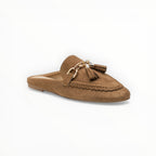 Mules mocassins suédine mors doré et pompons - Chaussure Femme - LADY GLORY