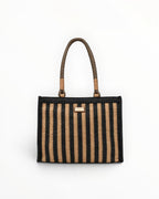 Sac fourre-tout en paille à rayures pour femme