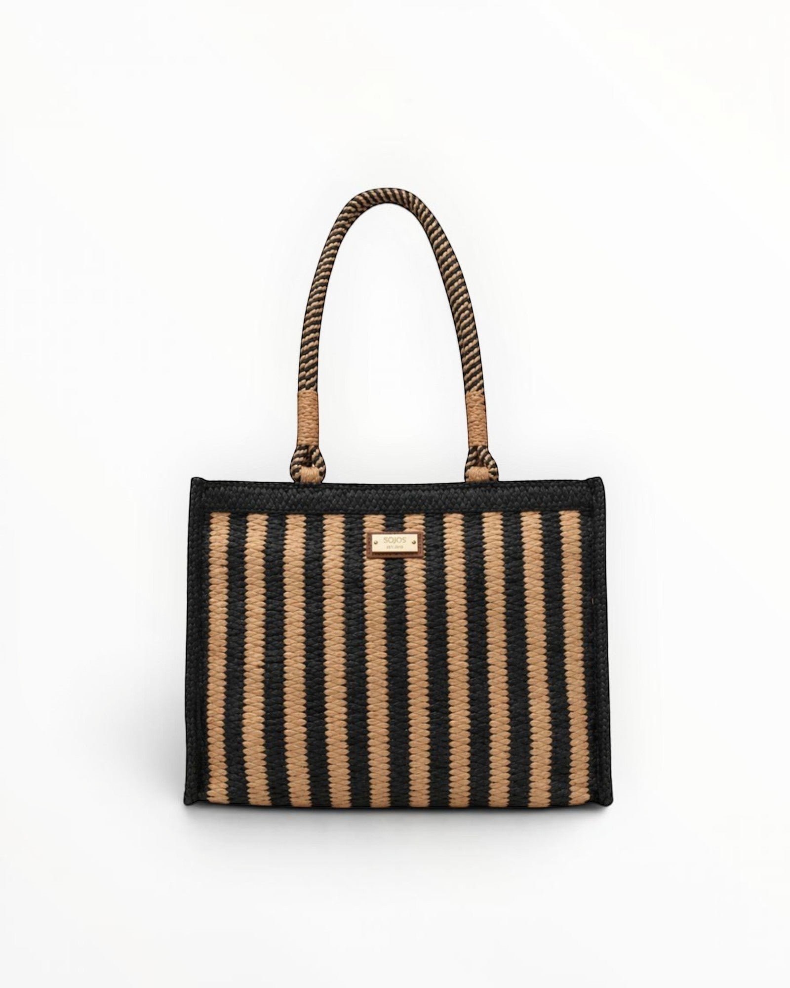 Sac fourre-tout en paille à rayures pour femme