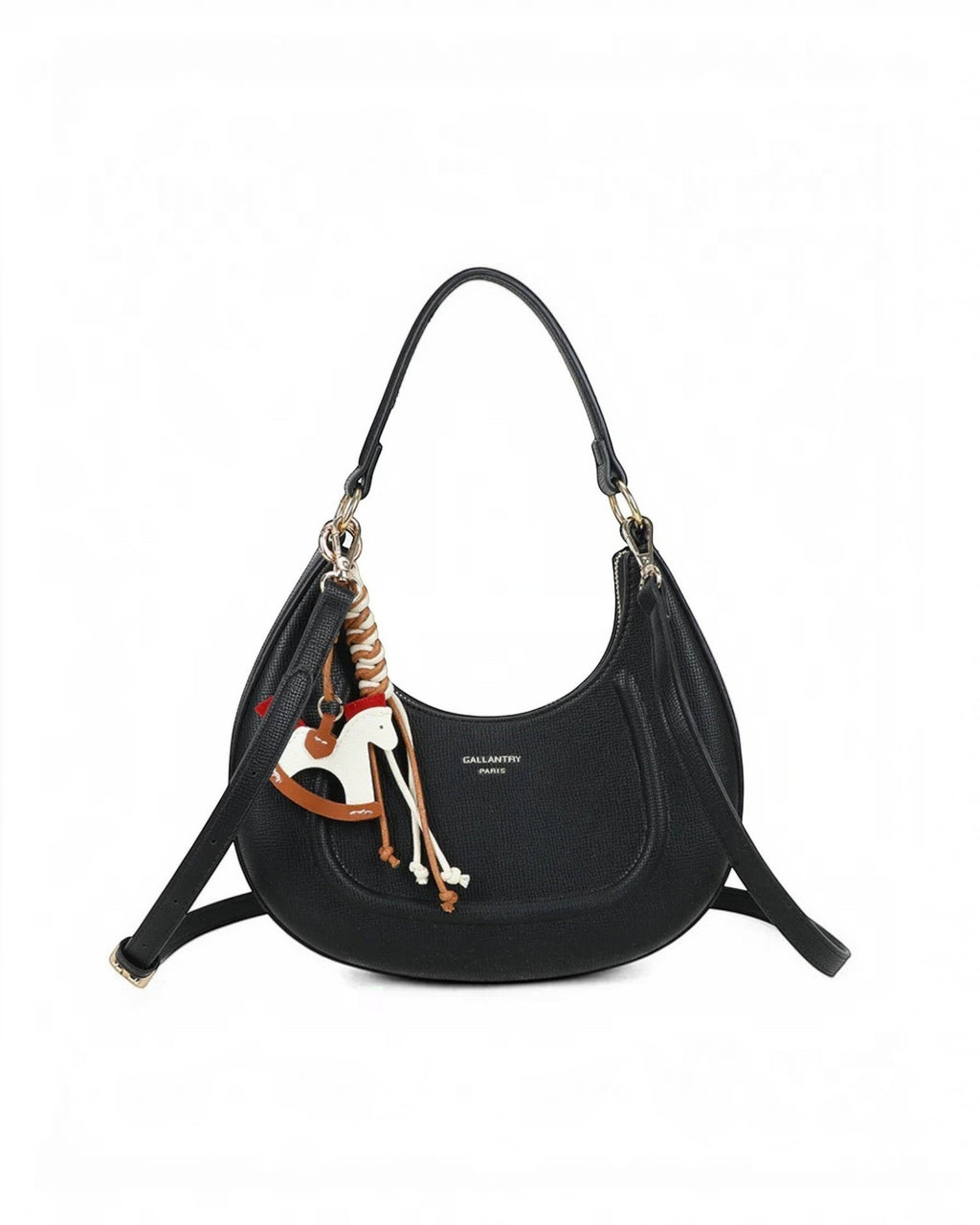 Sac bandoulière en cuir texturé avec breloque cheval