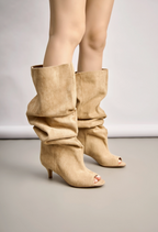 Bottes longues bout ouvert slouchy daim BELLE WOMEN