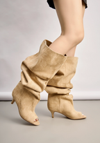 Bottes longues bout ouvert slouchy daim BELLE WOMEN