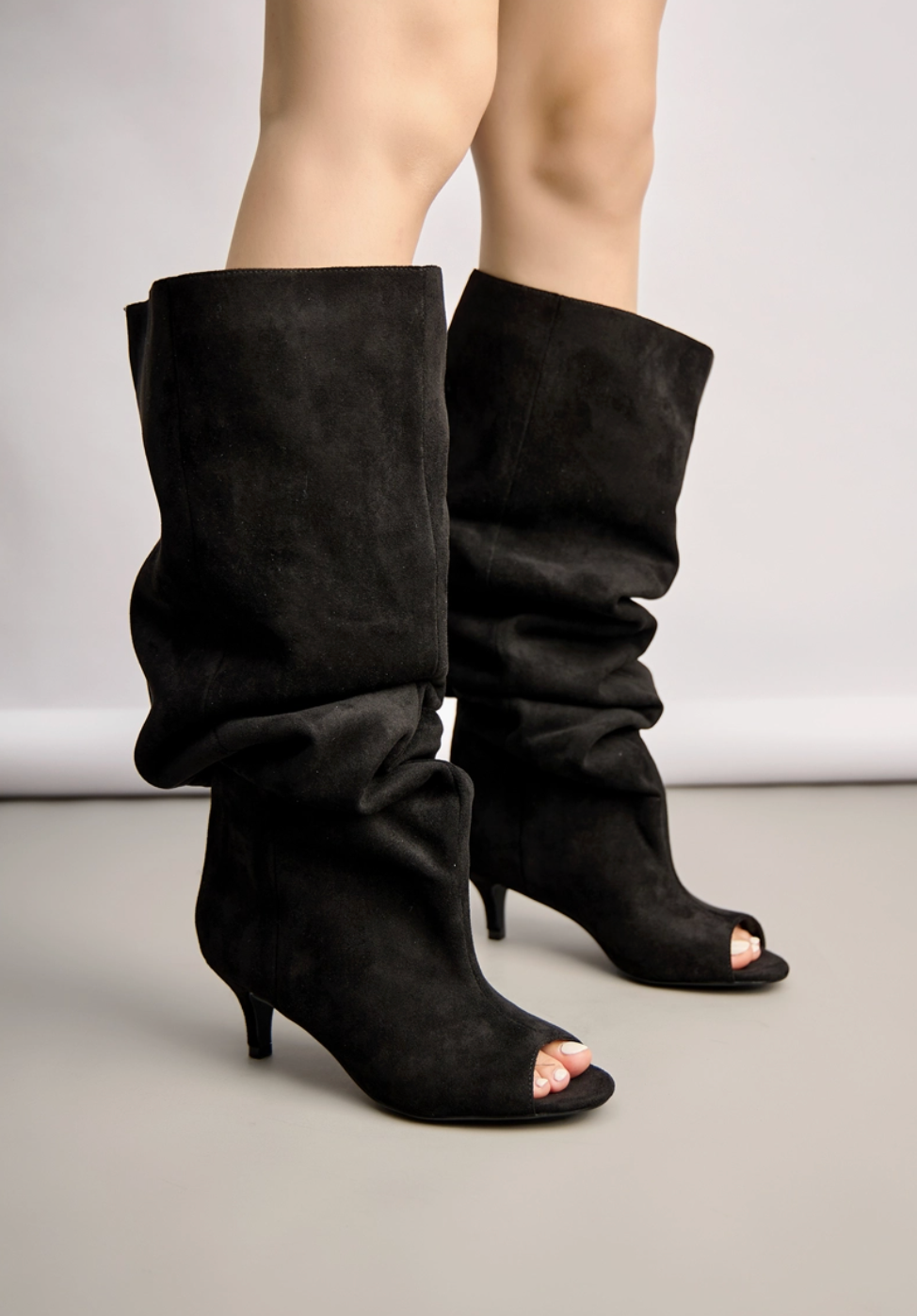Bottes longues bout ouvert slouchy daim BELLE WOMEN