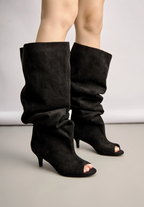 Bottes longues bout ouvert slouchy daim BELLE WOMEN