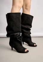 Bottes longues bout ouvert slouchy daim BELLE WOMEN