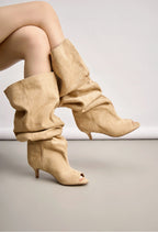 Bottes longues bout ouvert slouchy daim BELLE WOMEN