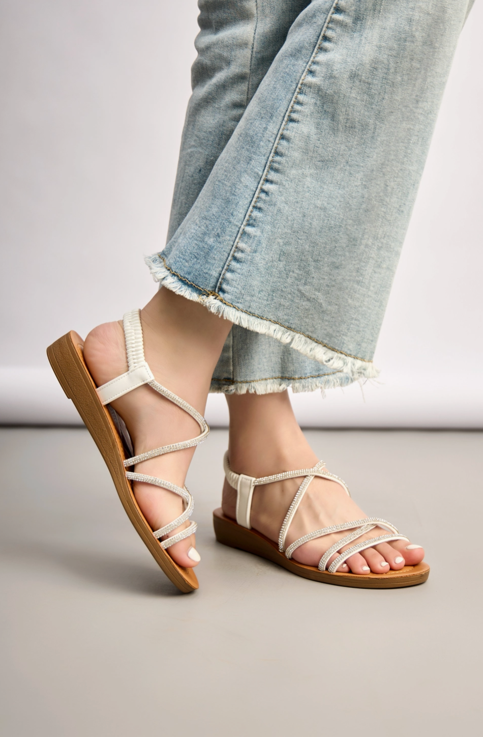 Sandales lanière croisée strass BELLE WOMEN