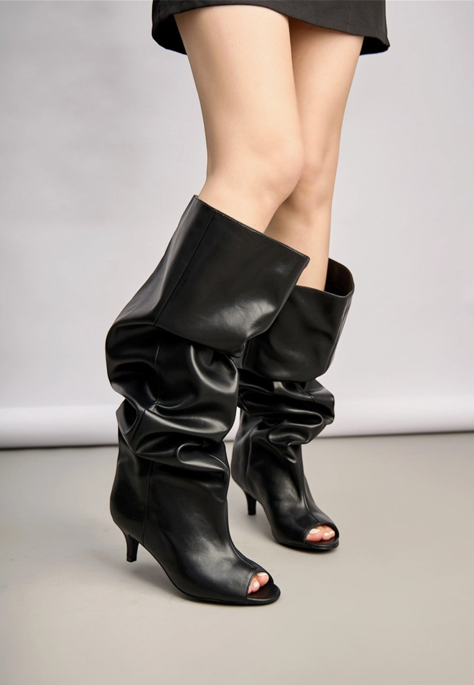 Bottes longues bout ouvert slouchy similicuir BELLE WOMEN