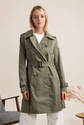 Trench coat mi-long double boutonnage avec ceinture