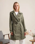 Trench coat mi-long double boutonnage avec ceinture