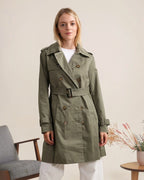 Trench coat mi-long double boutonnage avec ceinture