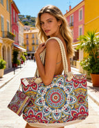 Sac de Plage Motif Mandala LINETA

Un sac de plage aux motifs mandala colorés, alliant style et fonctionnalité. Livré avec une petite pochette assortie pour sécuriser vos essentiels : téléphone, clés, argent ou maquillage. L'accessoire idéal pour vos journées estivales.