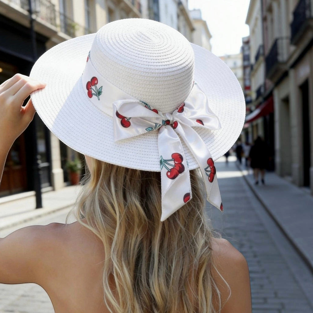 Chapeau avec ruban motif cerise - Chapeau - LINETA