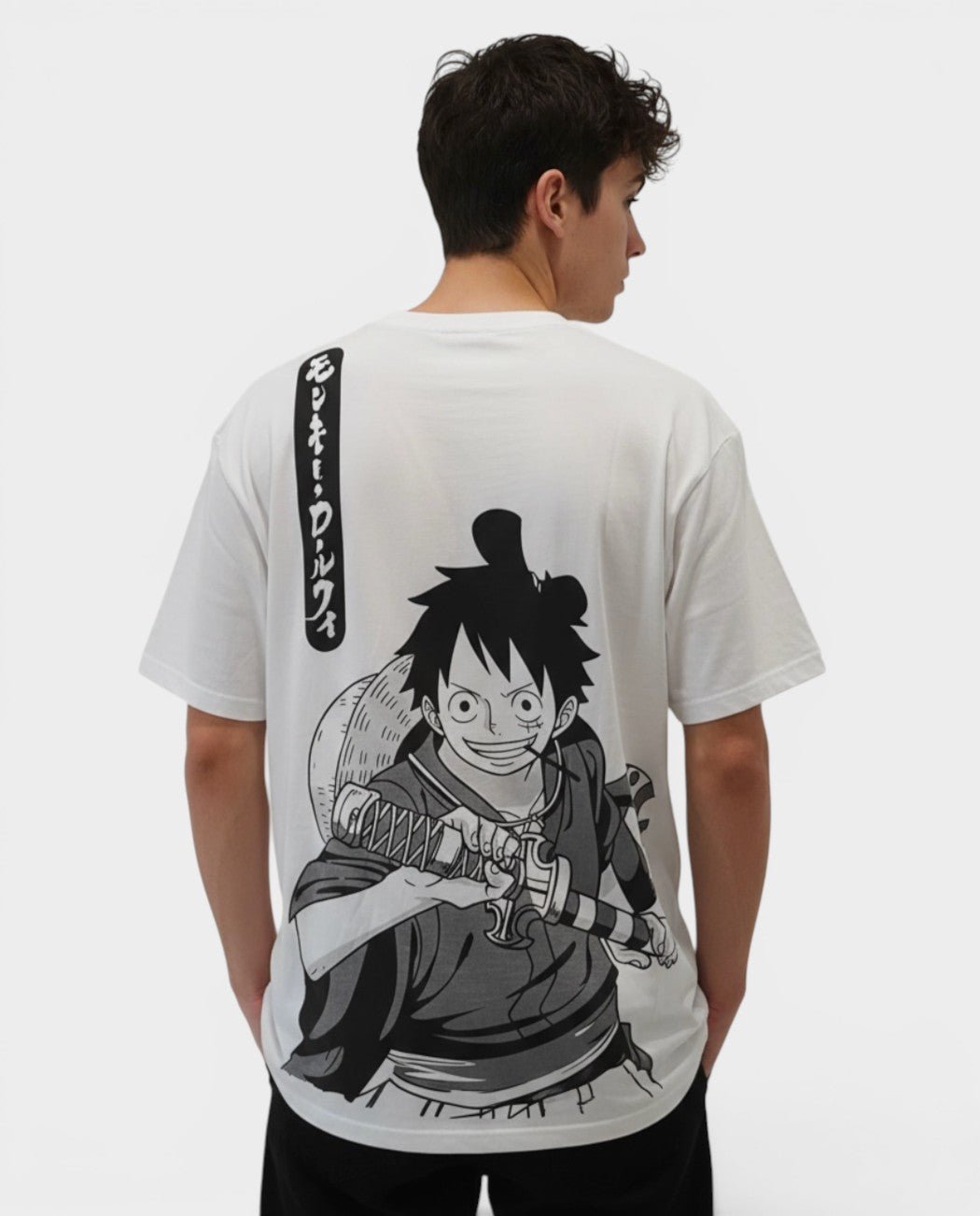 T-Shirt One Piece Doflamingo Back Print Blanc - Oversize