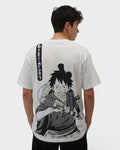 T-Shirt One Piece Doflamingo Back Print Blanc - Oversize