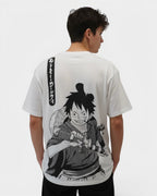T-Shirt One Piece Doflamingo Back Print Blanc - Oversize