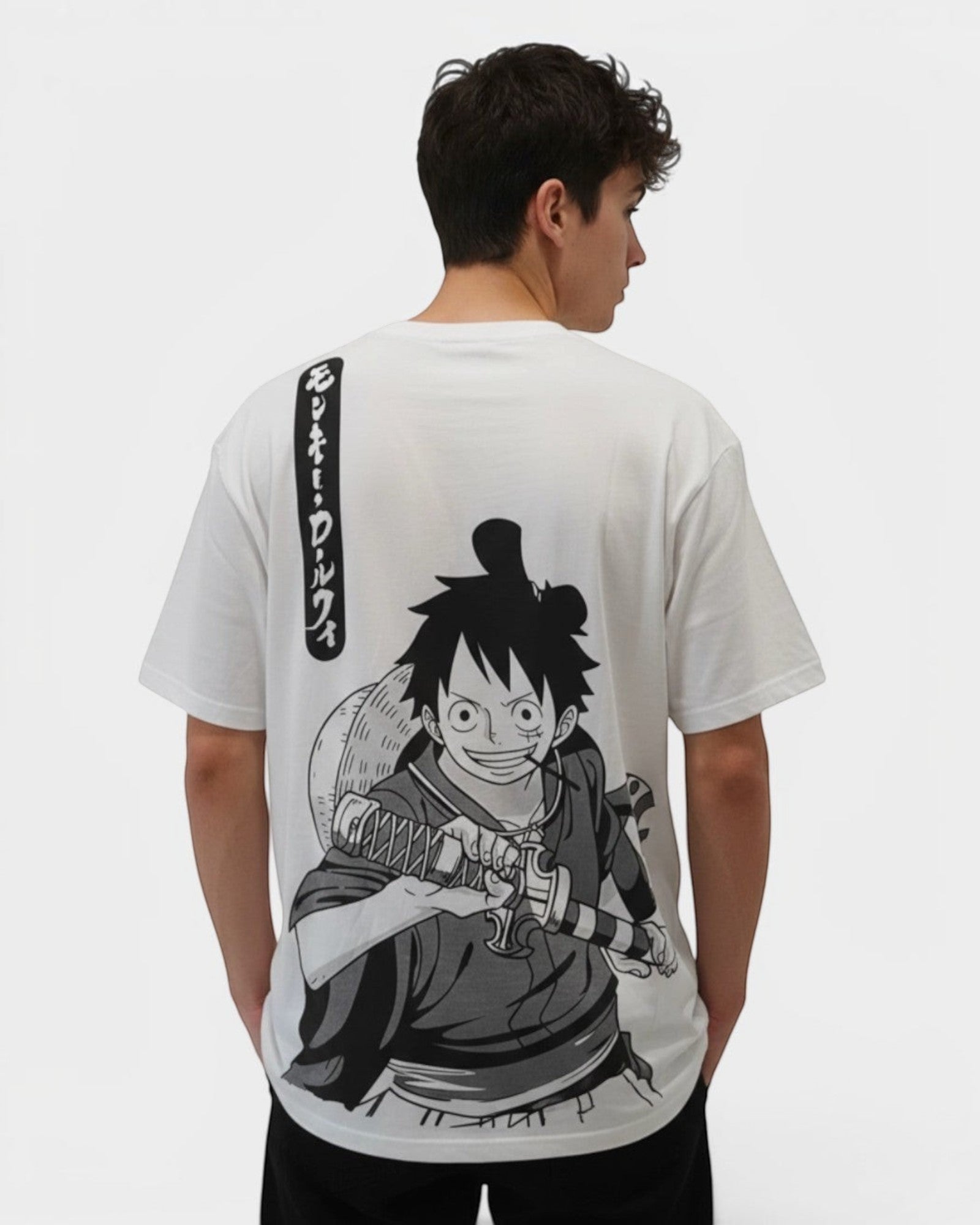 T-Shirt One Piece Doflamingo Back Print Blanc - Oversize