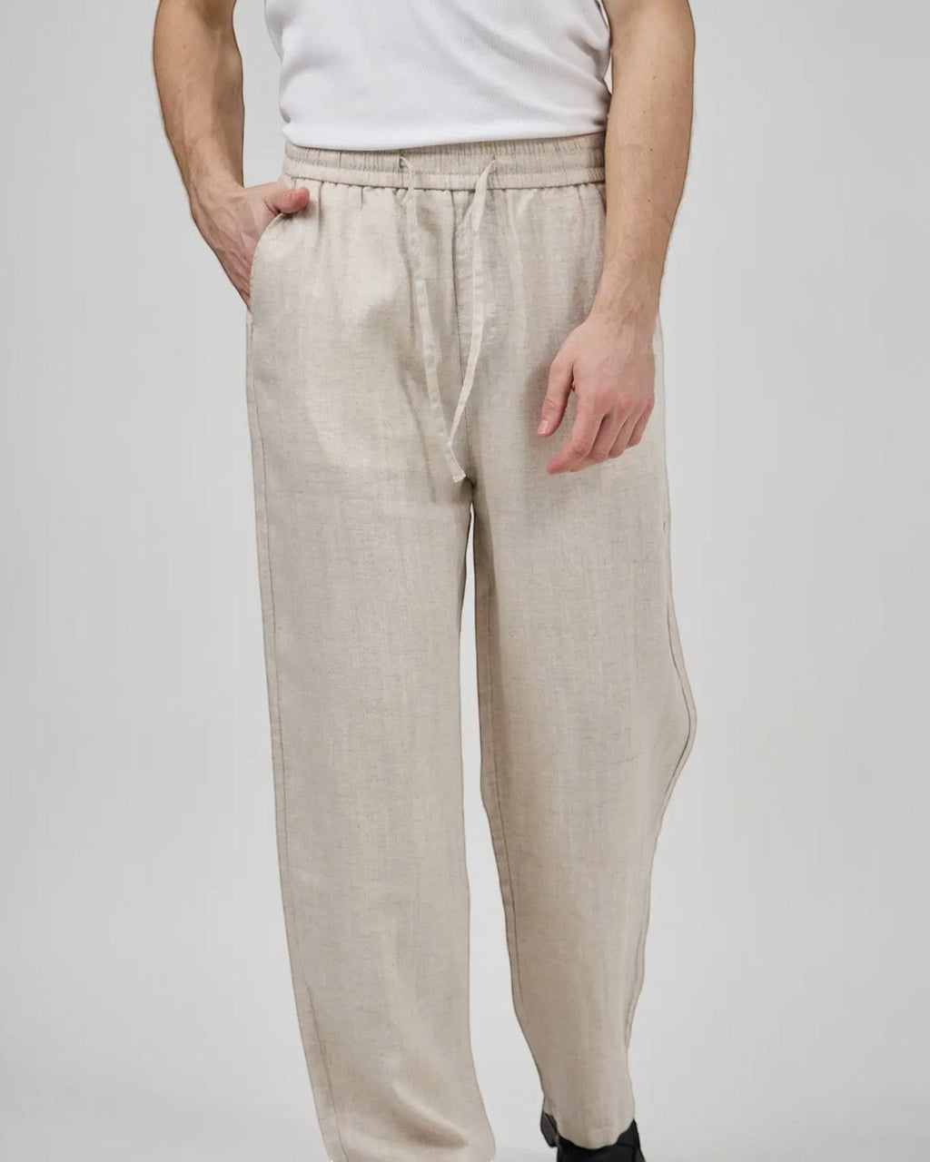 Pantalon homme en lin à taille élastique avec cordon de serrage - Pantalon - Top Monday