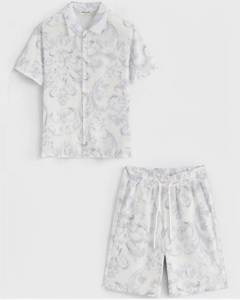 Ensemble chemise short à motif fleuri - Pantalon - Frilivin