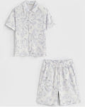 Ensemble chemise short à motif fleuri - Pantalon - Frilivin