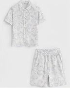 Ensemble chemise short à motif fleuri - Pantalon - Frilivin