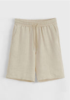 Ensemble chemise short décontracté beige marron Frilivin