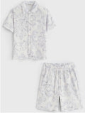 Ensemble chemise short à motif fleuri