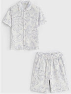 Ensemble chemise short à motif fleuri