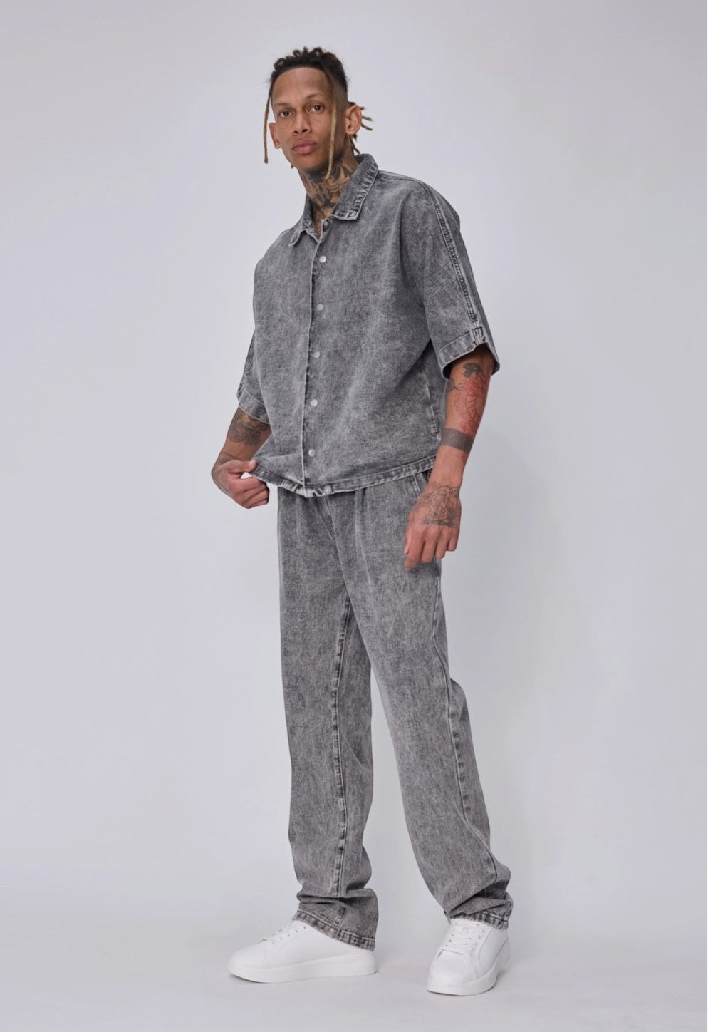 Ensemble coordonné denim gris Frilivin
