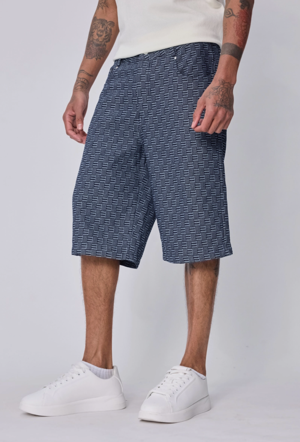 Short Motif Géométrique Noir Irisé FRILIVIN