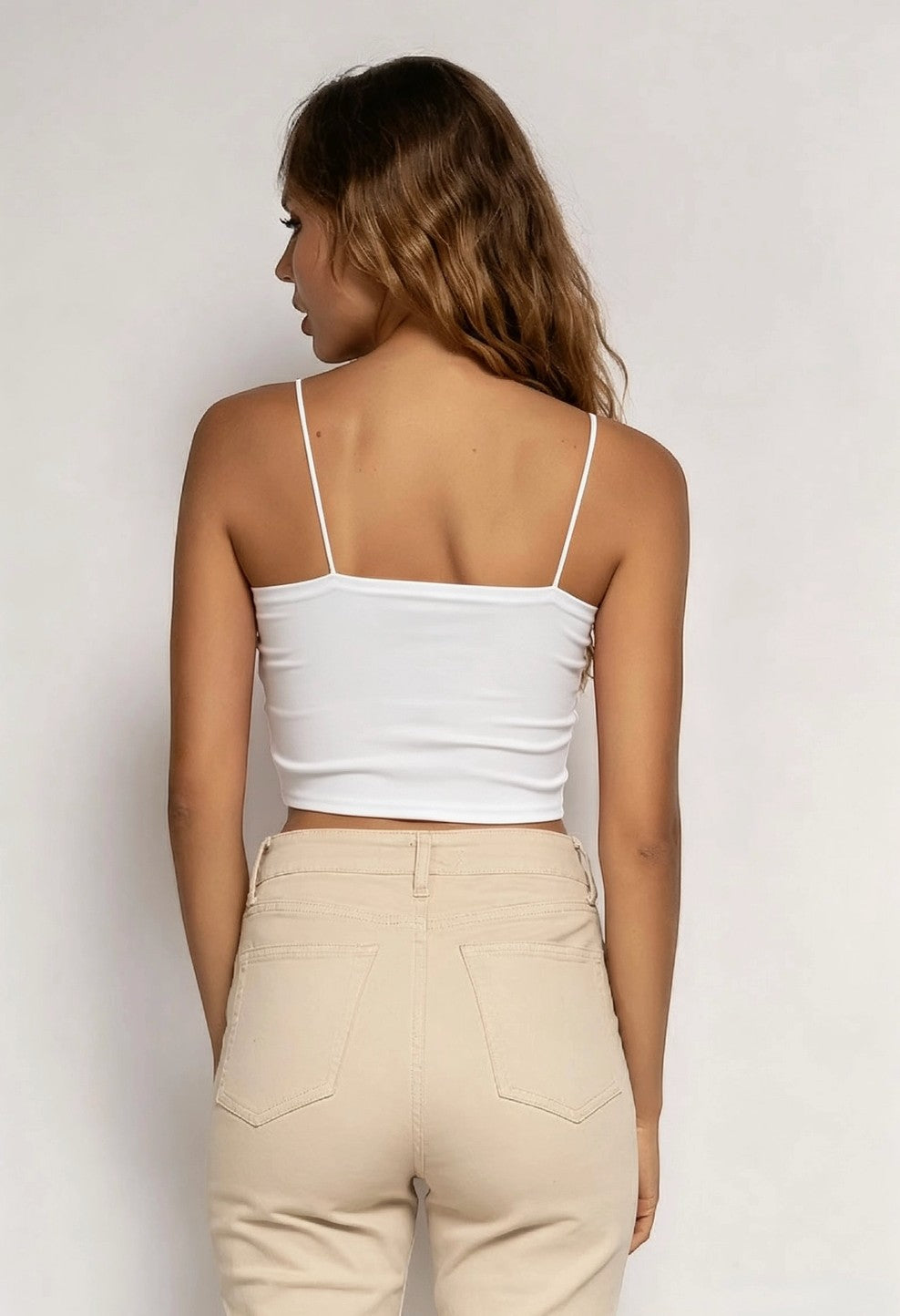 Débardeur crop top bustier à fine bretelle