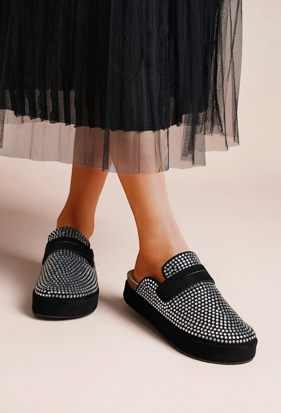 Mules à Plateforme Ornées de Strass LADY GLORY