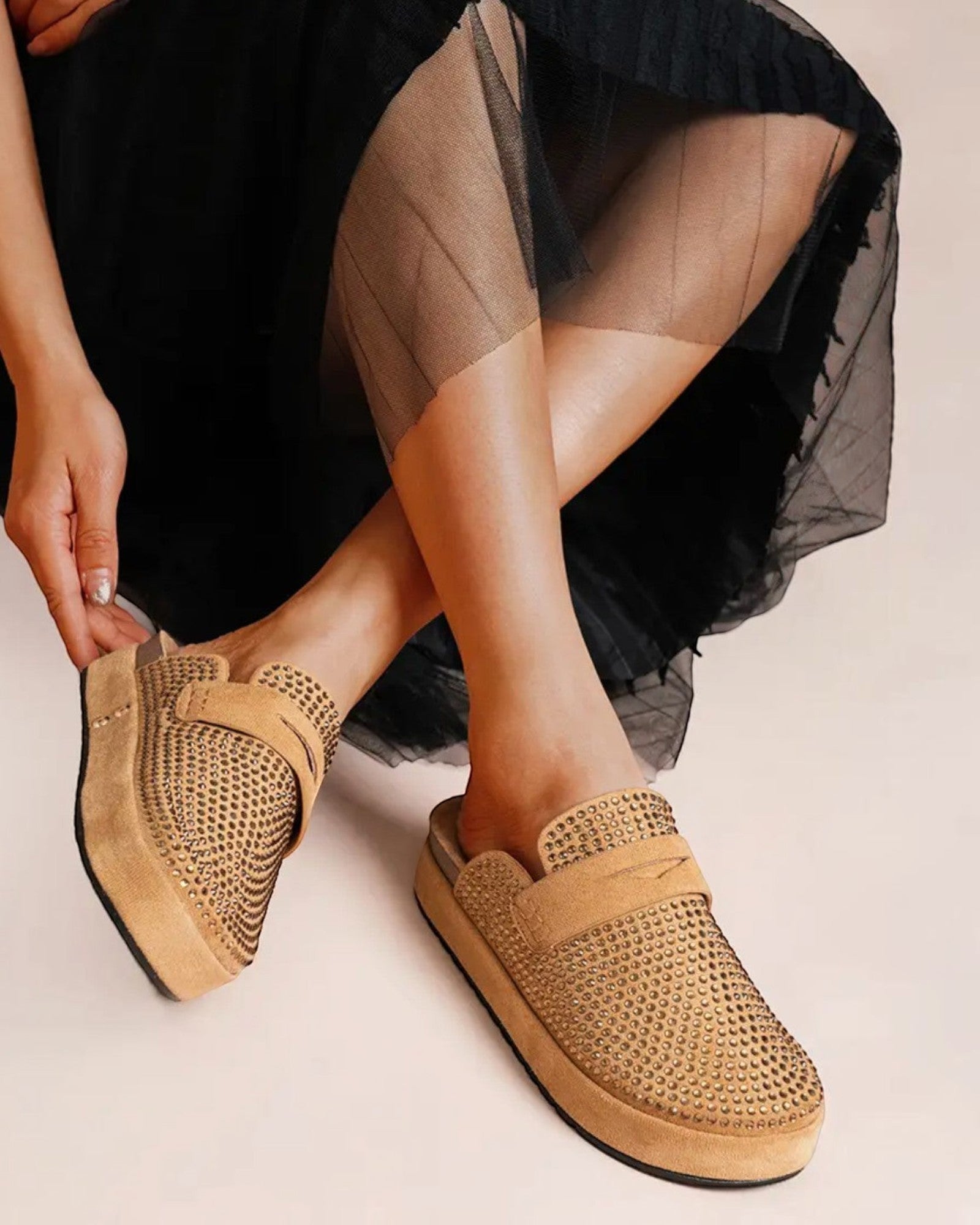 Mules à Plateforme Ornées de Strass LADY GLORY