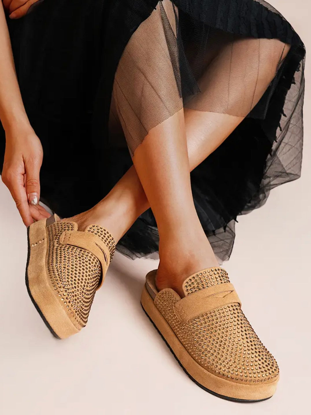 Mules à Plateforme Ornées de Strass LADY GLORY
