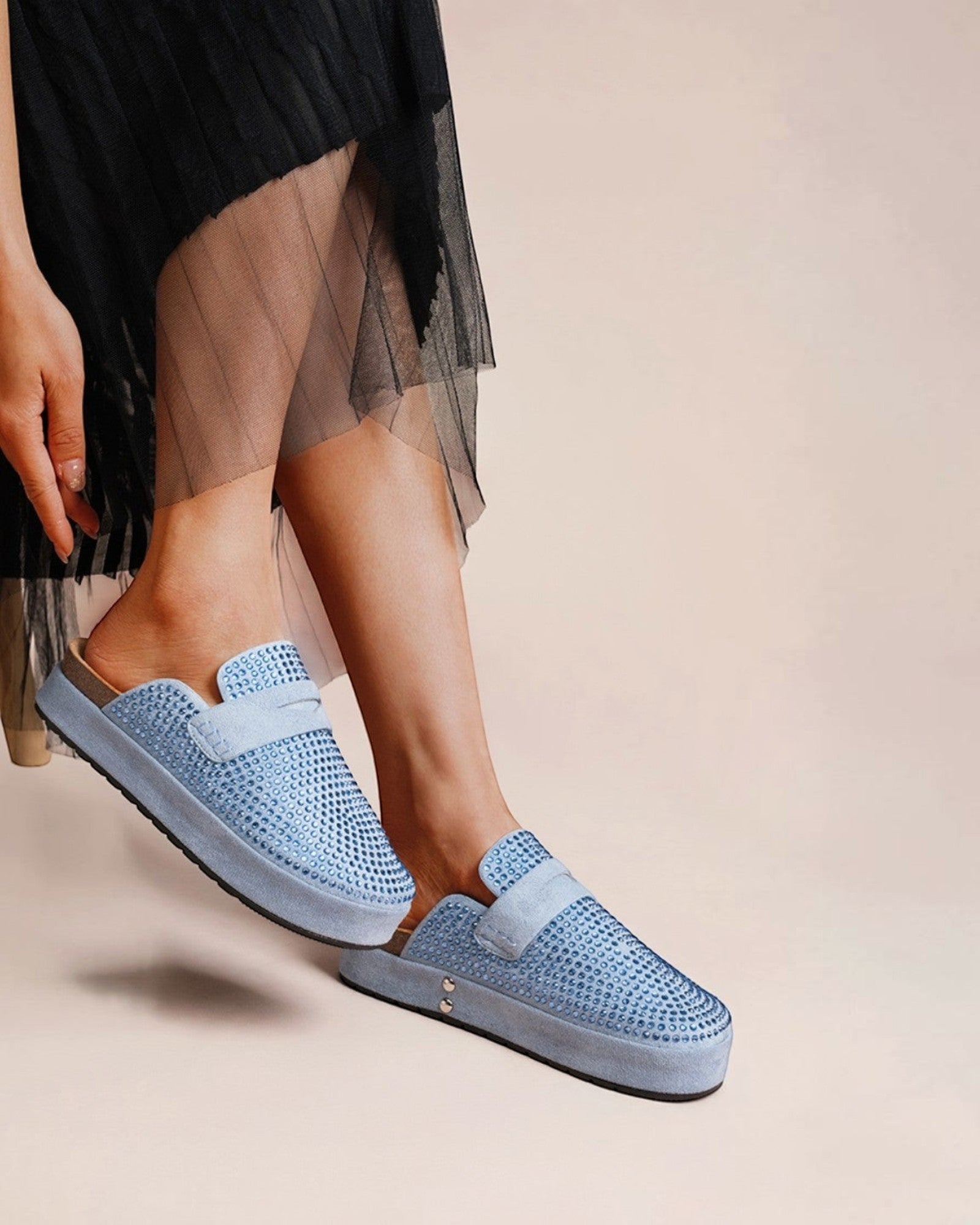 Mules à Plateforme Ornées de Strass LADY GLORY