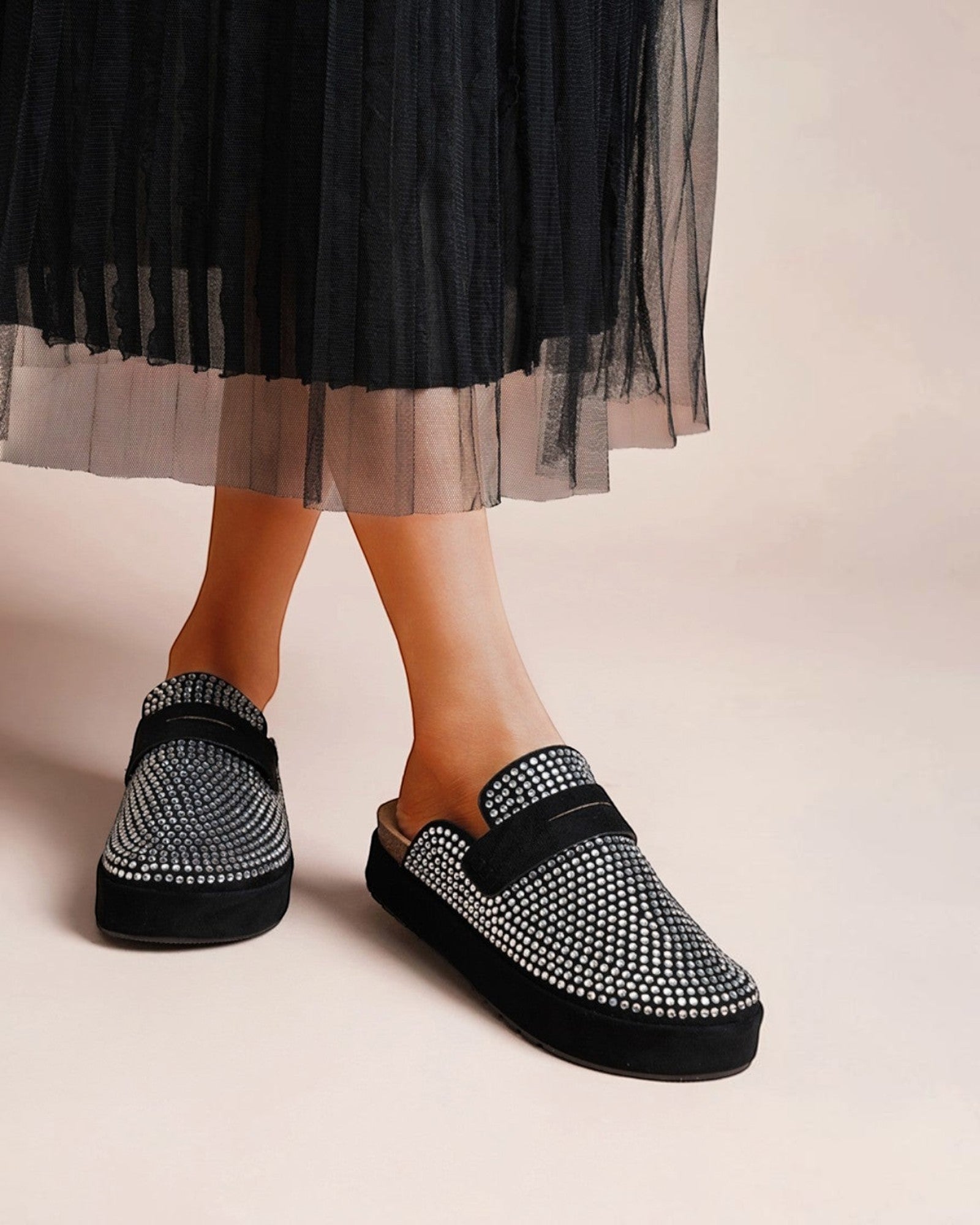 Mules à Plateforme Ornées de Strass LADY GLORY