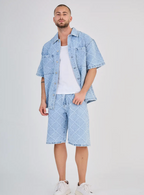 Ensemble Jeans Bleu Carreaux