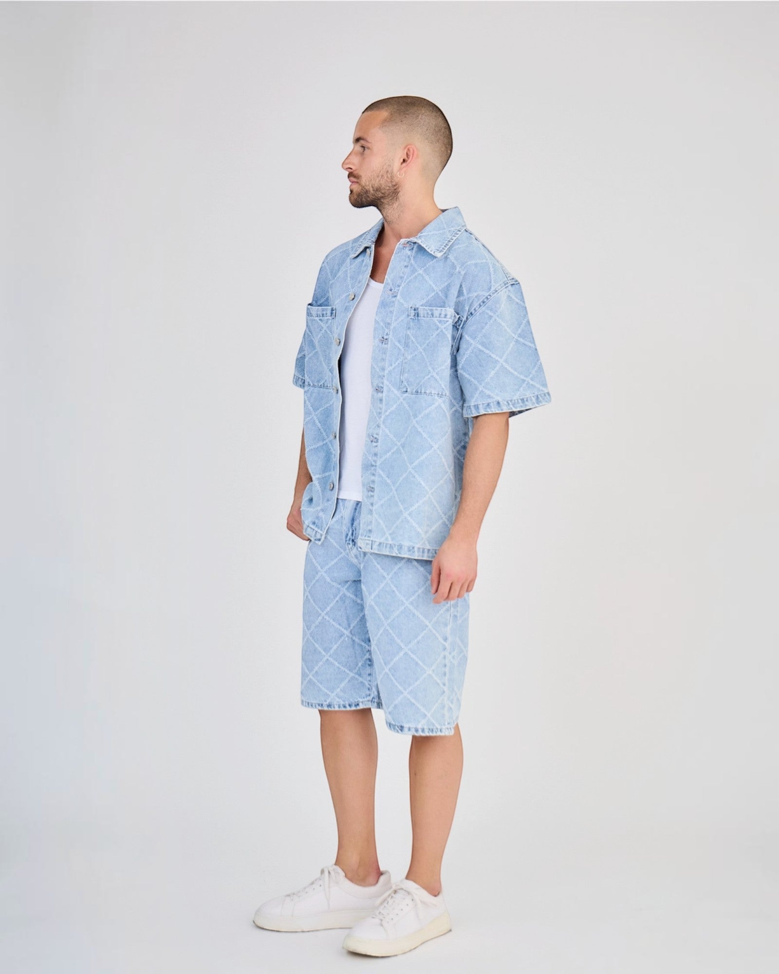 Ensemble Jeans Bleu Carreaux