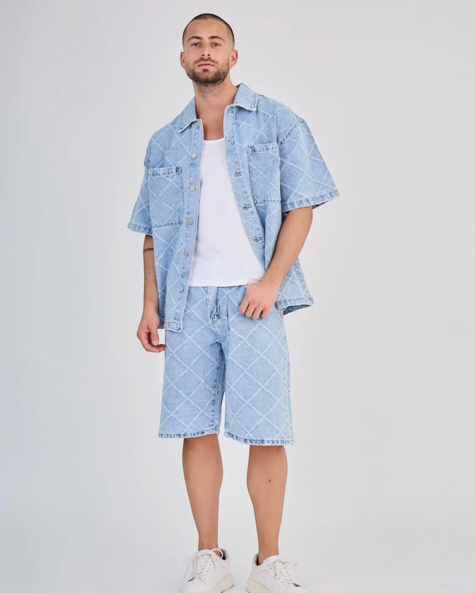 Ensemble Jeans Bleu Carreaux