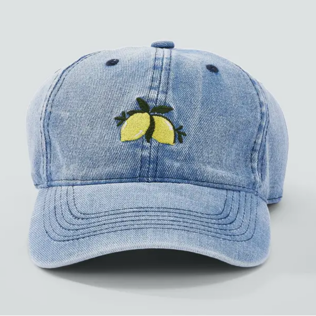 Casquette en coton avec broderie citrons