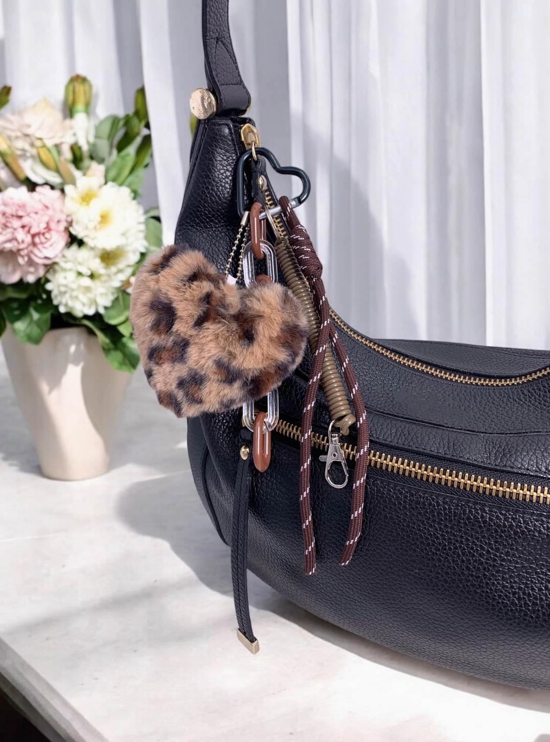 Grigri Sac & Porte-clé Cœur Léopard ÉLINE L'ATELIER