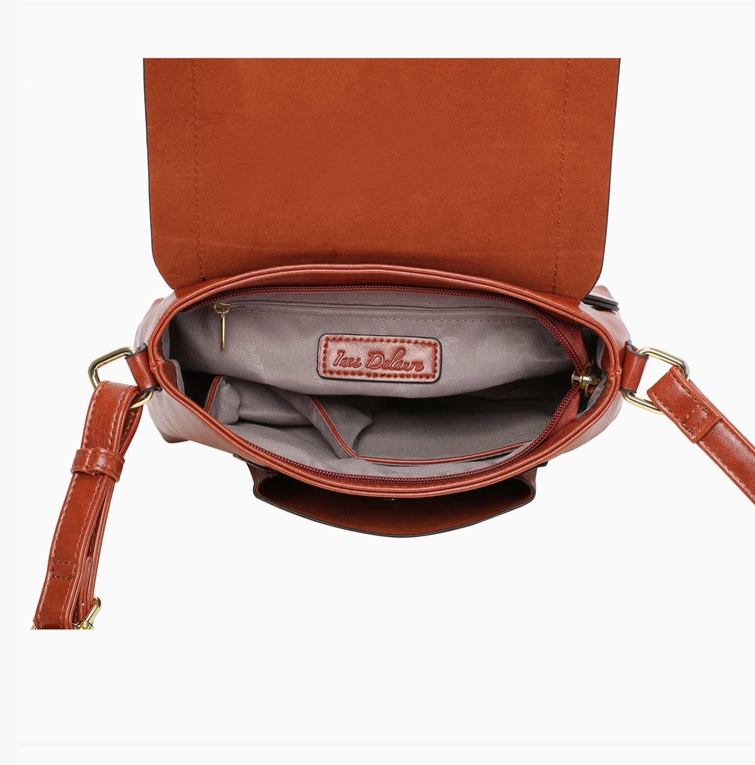 Sac bandoulière zippé à rabat INES DELAURE