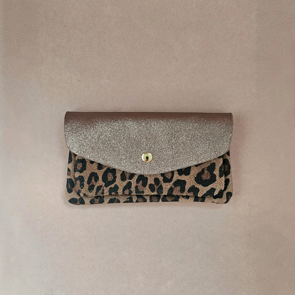 Pochette cuir vachette double poches léopard — ROYAL MARAIS - Sacs - Royal Marais