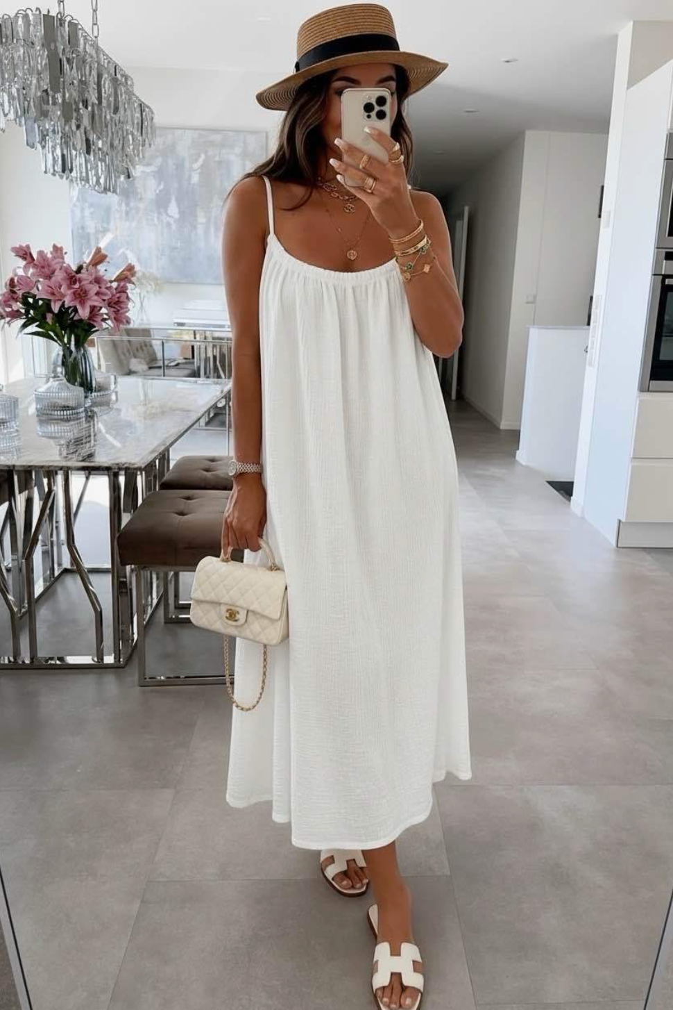 Longue Robe Gaze de Coton à Bretelles ISSYMA - Robes - ISSYMA