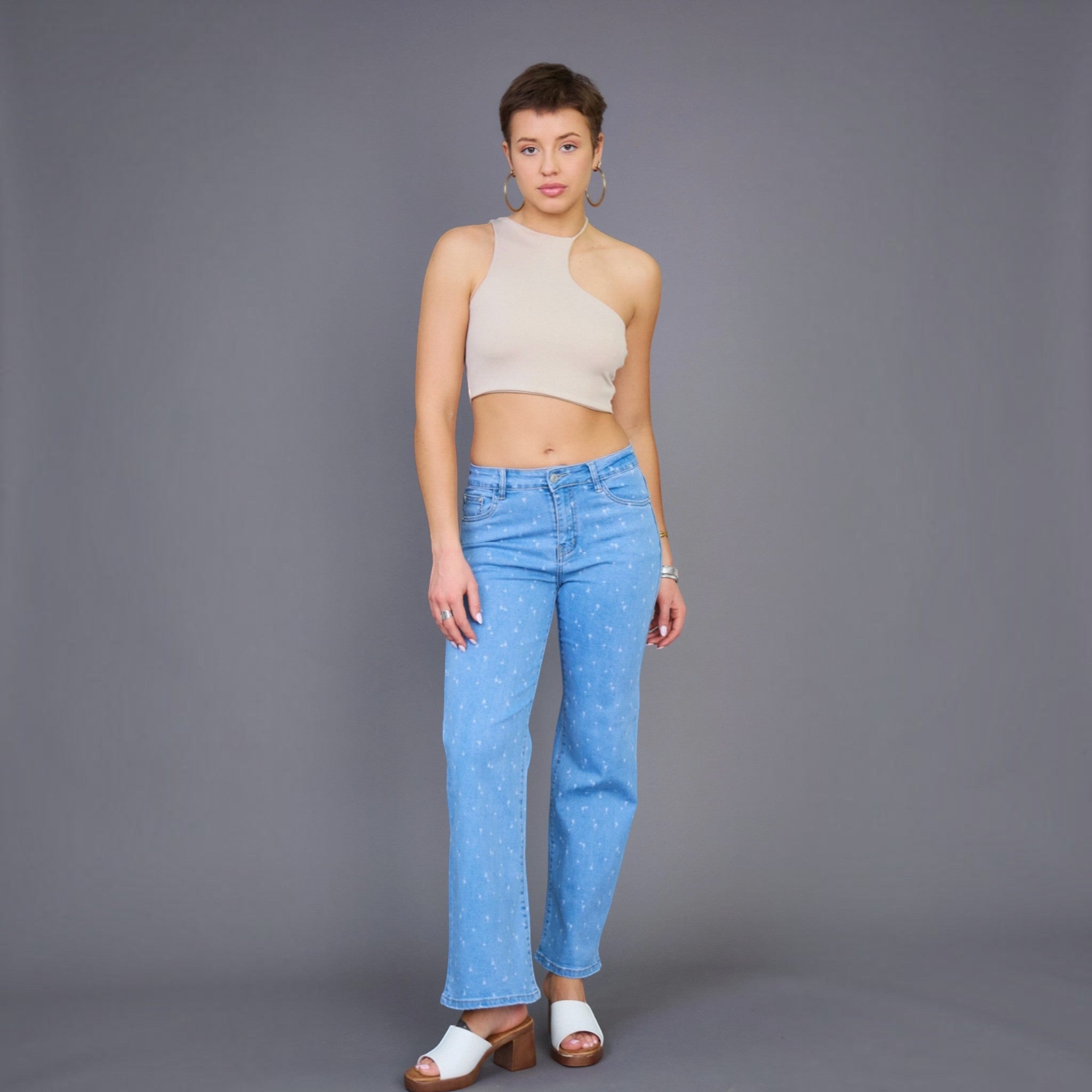 Jean Wide-Leg imprimé palmier ANDY & LUCY