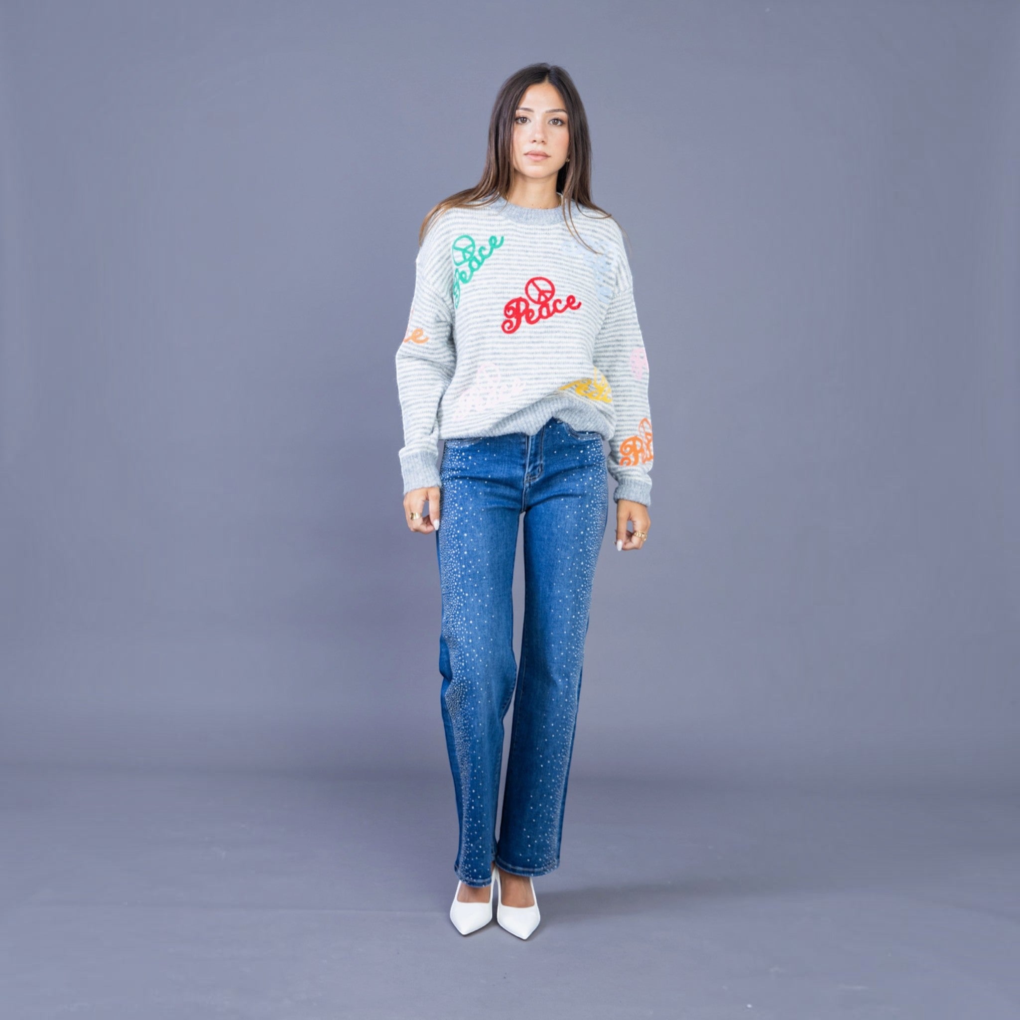Jean Wide-Leg éclat & strass ANDY & LUCY