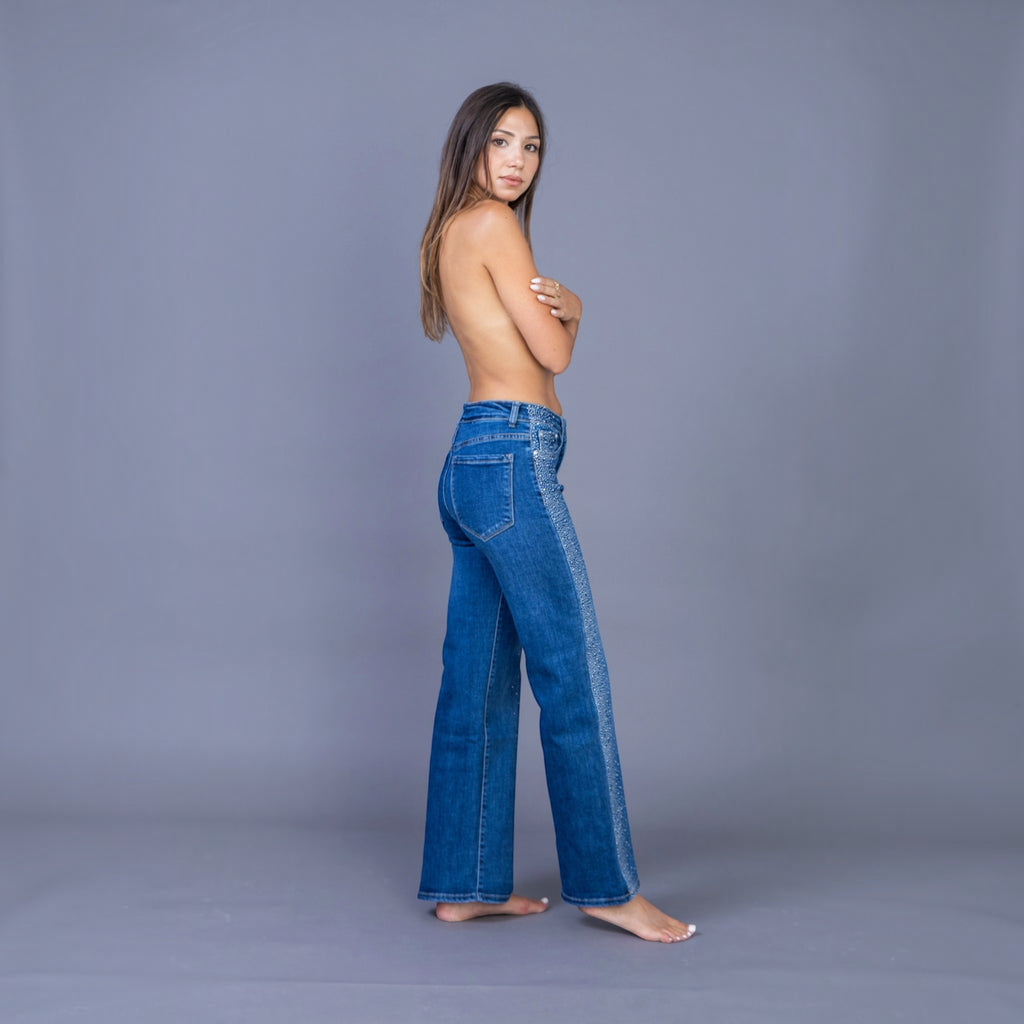 Jean Wide-Leg éclat & strass ANDY & LUCY
